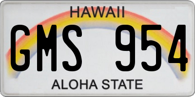 HI license plate GMS954