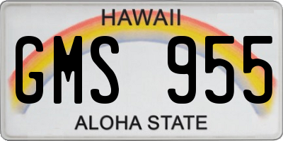 HI license plate GMS955