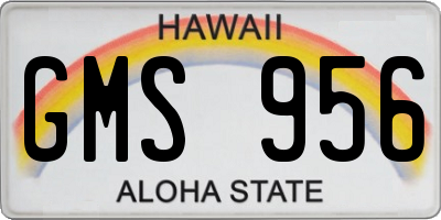 HI license plate GMS956