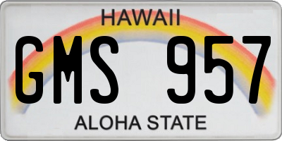 HI license plate GMS957