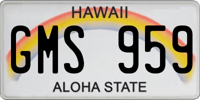HI license plate GMS959