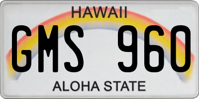 HI license plate GMS960
