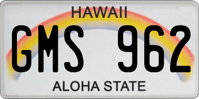 HI license plate GMS962