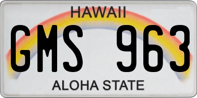 HI license plate GMS963