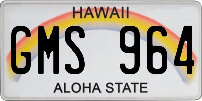 HI license plate GMS964