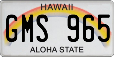 HI license plate GMS965
