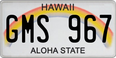 HI license plate GMS967