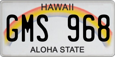 HI license plate GMS968