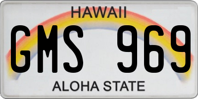 HI license plate GMS969