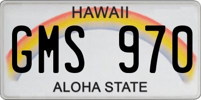 HI license plate GMS970