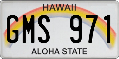 HI license plate GMS971