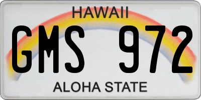 HI license plate GMS972