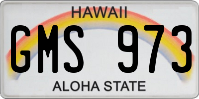 HI license plate GMS973