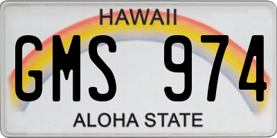 HI license plate GMS974