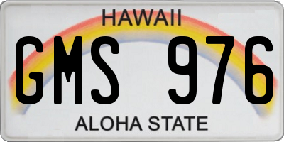 HI license plate GMS976