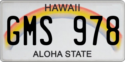 HI license plate GMS978