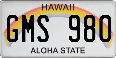 HI license plate GMS980