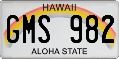 HI license plate GMS982