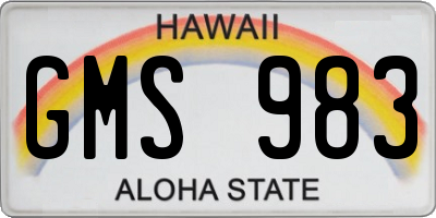 HI license plate GMS983