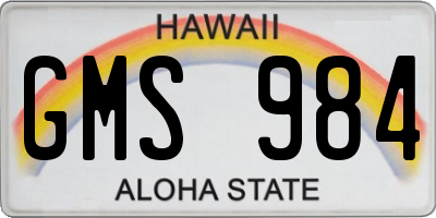 HI license plate GMS984