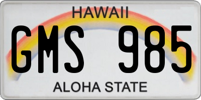 HI license plate GMS985