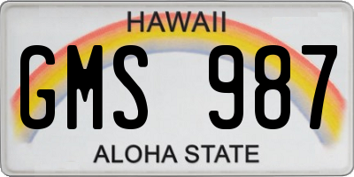 HI license plate GMS987