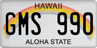 HI license plate GMS990