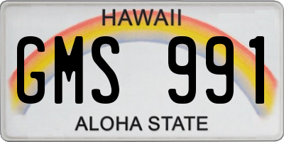 HI license plate GMS991
