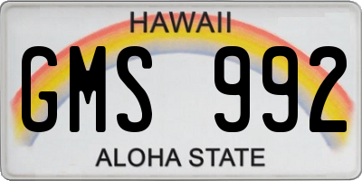 HI license plate GMS992