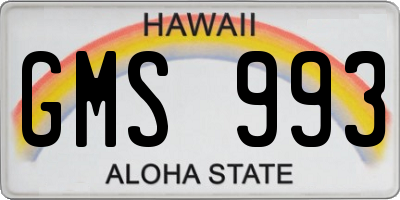HI license plate GMS993