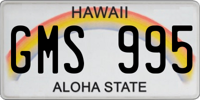 HI license plate GMS995