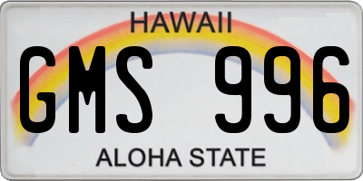 HI license plate GMS996