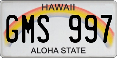 HI license plate GMS997