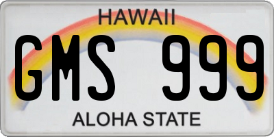 HI license plate GMS999