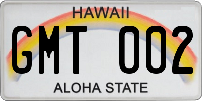 HI license plate GMT002
