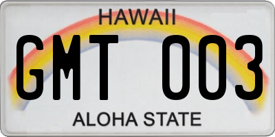 HI license plate GMT003