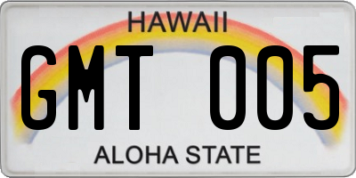 HI license plate GMT005