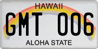 HI license plate GMT006
