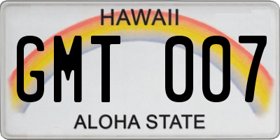HI license plate GMT007