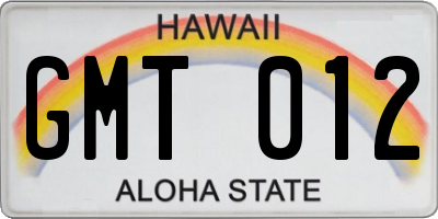 HI license plate GMT012