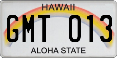 HI license plate GMT013