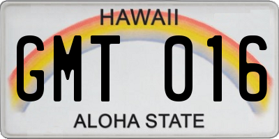 HI license plate GMT016