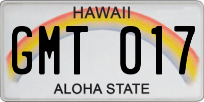 HI license plate GMT017