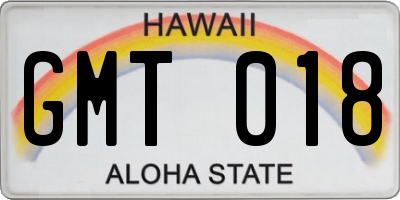 HI license plate GMT018
