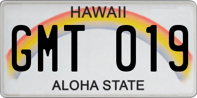 HI license plate GMT019