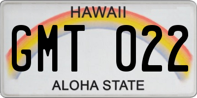 HI license plate GMT022