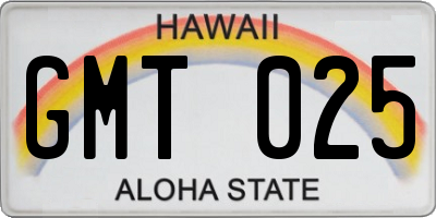 HI license plate GMT025
