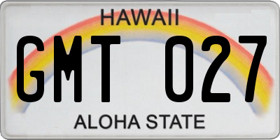 HI license plate GMT027