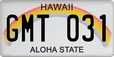 HI license plate GMT031