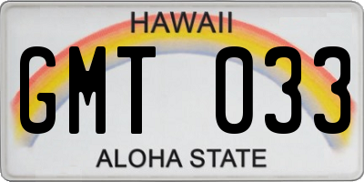 HI license plate GMT033